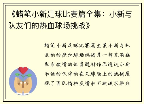 《蜡笔小新足球比赛篇全集：小新与队友们的热血球场挑战》